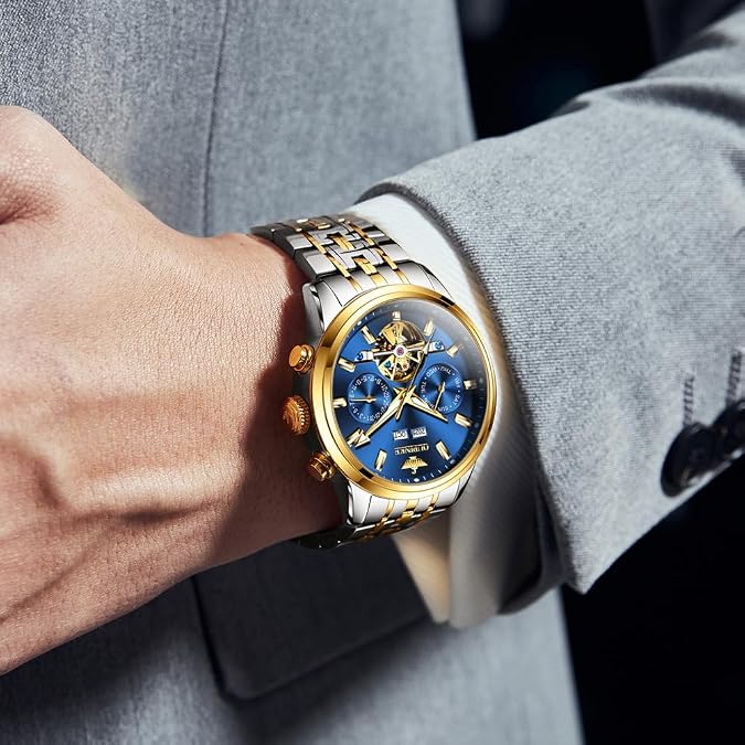 OLEVS Automatic Men Watches Mechanical Luxury Self Winding Wrist Watch Stainless Steel Waterproof Wrist Watches